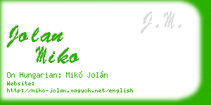 jolan miko business card